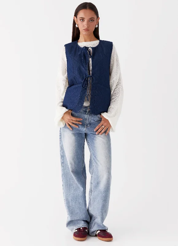 Kennedy Denim Vest - Indigo Women's travel-friendly jackets