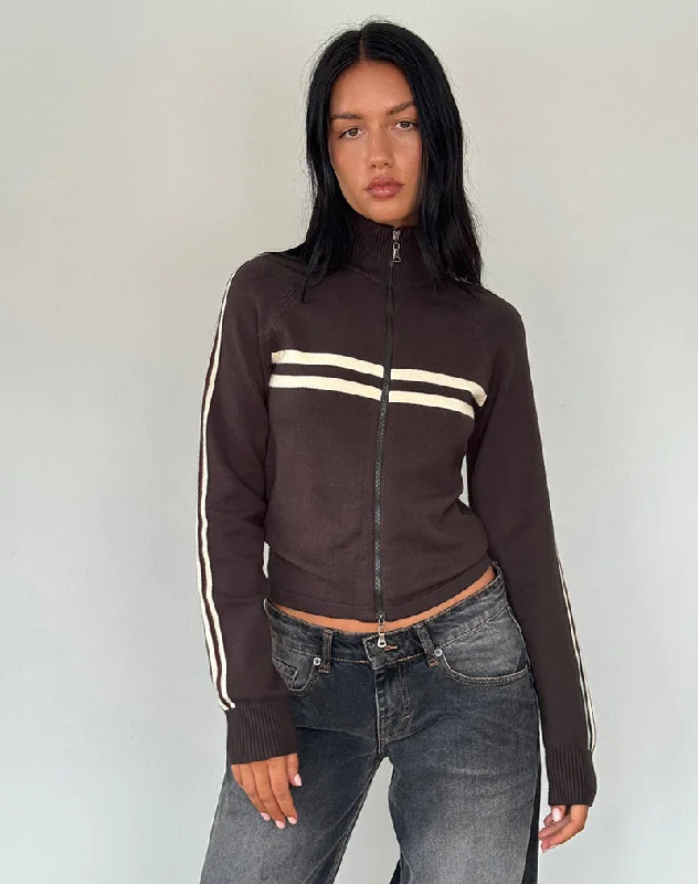 Talisa Sporty Zip Through Jacket in Brown Women's cheap jackets