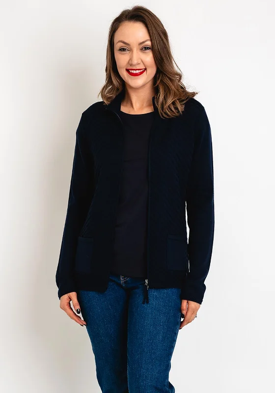 Olsen High Neck Ribbed Jacket, Navy Women's Columbia jackets