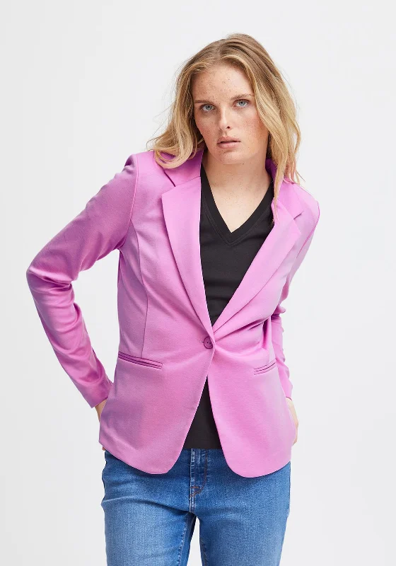 Ichi Kate Jersey Single Breasted Blazer, Super Pink Women's stylish jackets