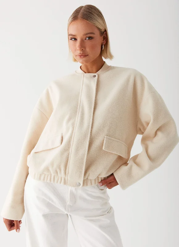 Cloudia Bomber Jacket - Ivory Women's evening jackets