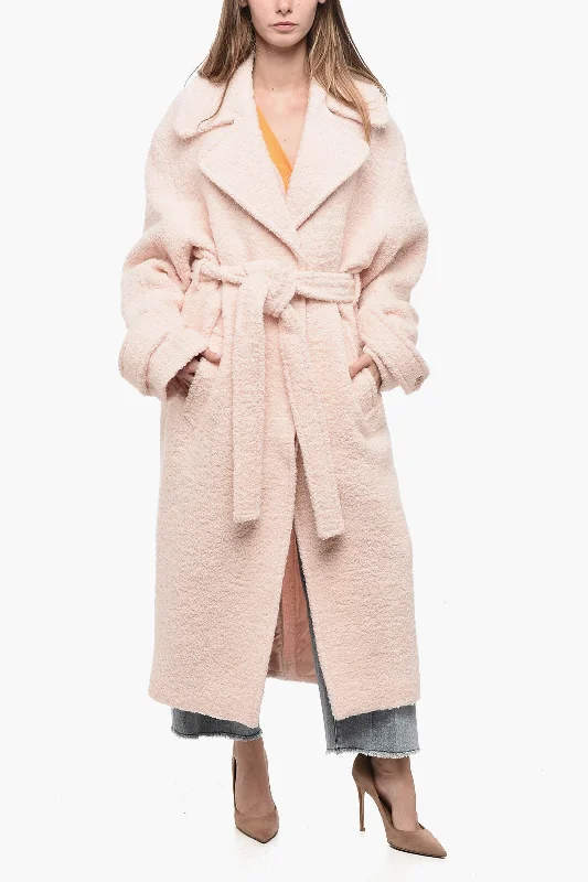 Acne Studios Bouclè Wool Oversized Coat with Belt Women's premium jackets