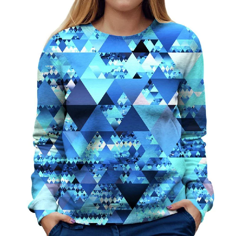 Blue Crystals Womens Sweatshirt Sporty Hoodie Sweatshirt