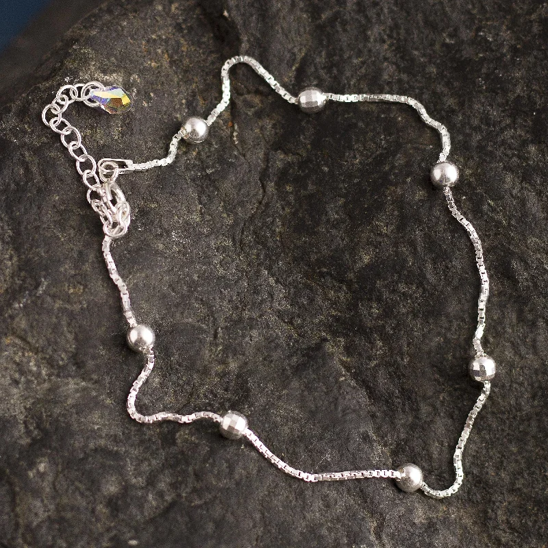 Station to Station Sterling Silver Station Anklet