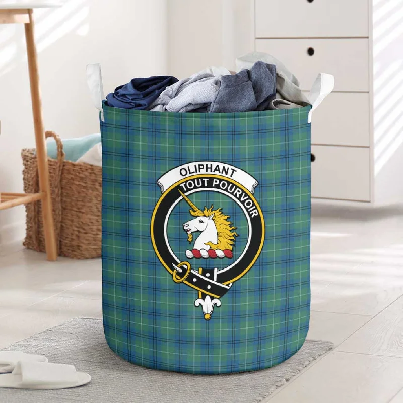 Oliphant Ancient Tartan Laundry Basket with Family Crest