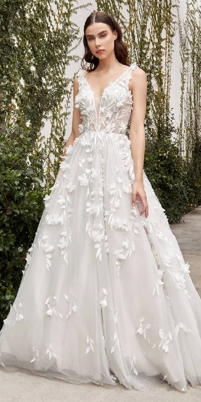 Andrea & Leo A1042W Liza Floral Wedding Gown Empire Waist Dress