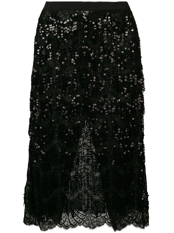 sequin embellished lace skirt Casual chic unclassified skirts
