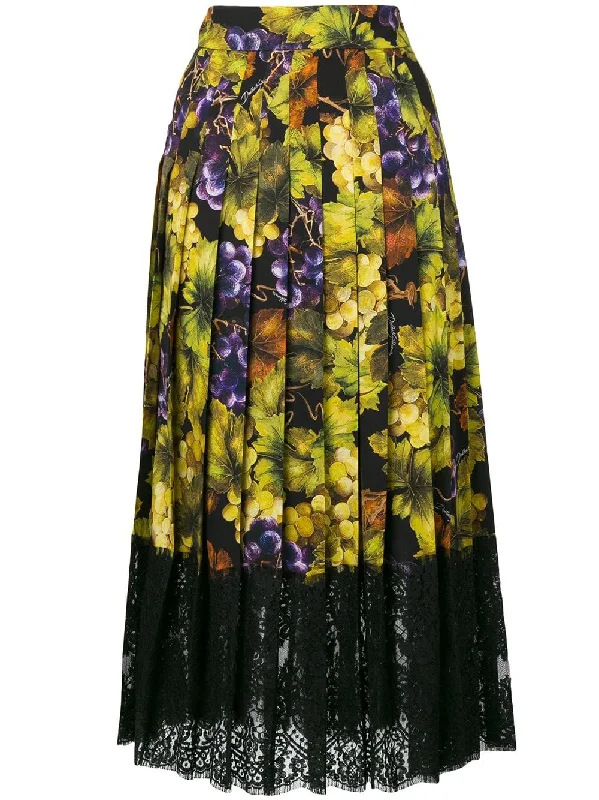 grape and floral print skirt Beaded unclassified skirts