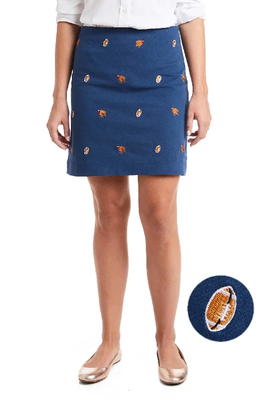 Ali Skirt Stretch Twill Nantucket Navy with Turkey & Football High-end unclassified skirts