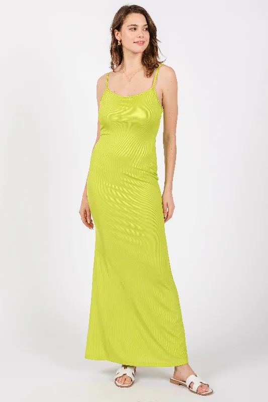 Lime Ribbed Fitted Maxi Dress Forever 21 maxi dresses