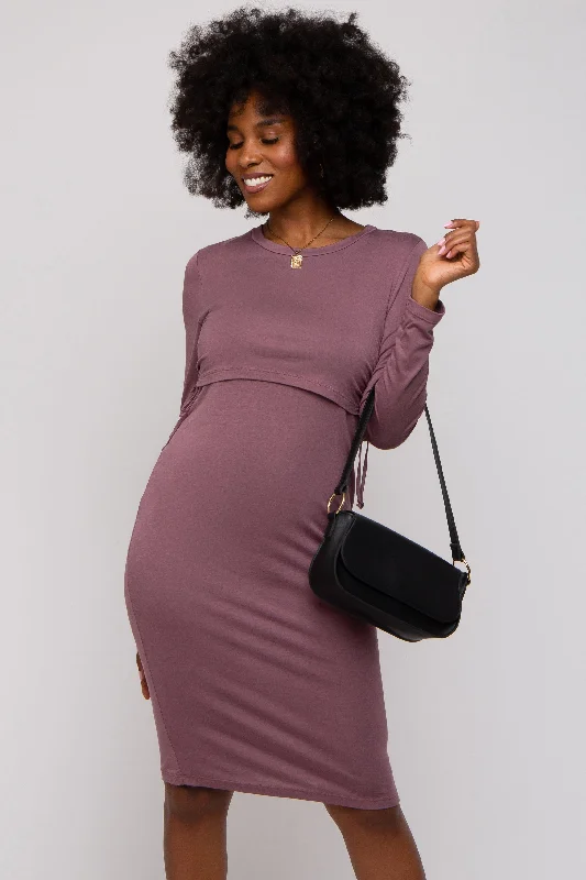 Mauve Long Sleeve Nursing Dress Birthday maxi dresses