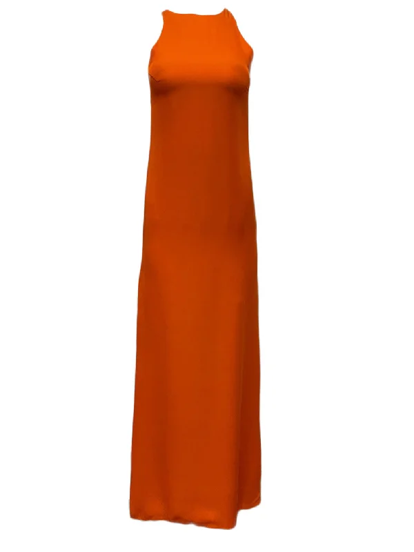 OLCAY GULSEN Women's Coral High Neck Maxi Dress 1024 z S $375 NEW Office maxi dresses