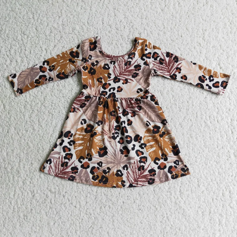 Santa's leopard print long sleeve dress Y2K floral dresses