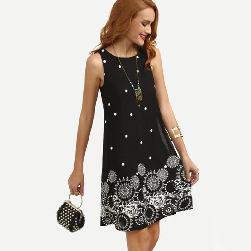 Women's Summer Casual Chiffon Loose Dress With Print Edgy floral dresses