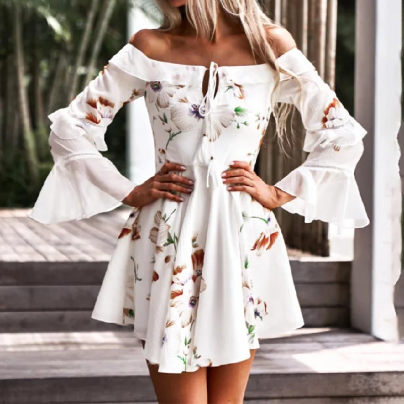 Women's Summer Casual Long-Sleeved Floral A-Line Dress Women's floral dresses