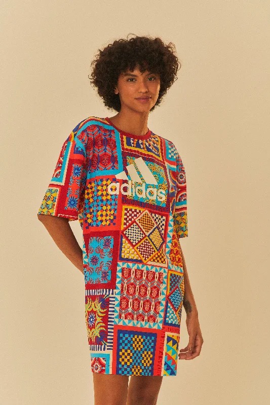 Adidas Farm Solar Kaleidoscope Blue Dress Mesh unclassified dresses