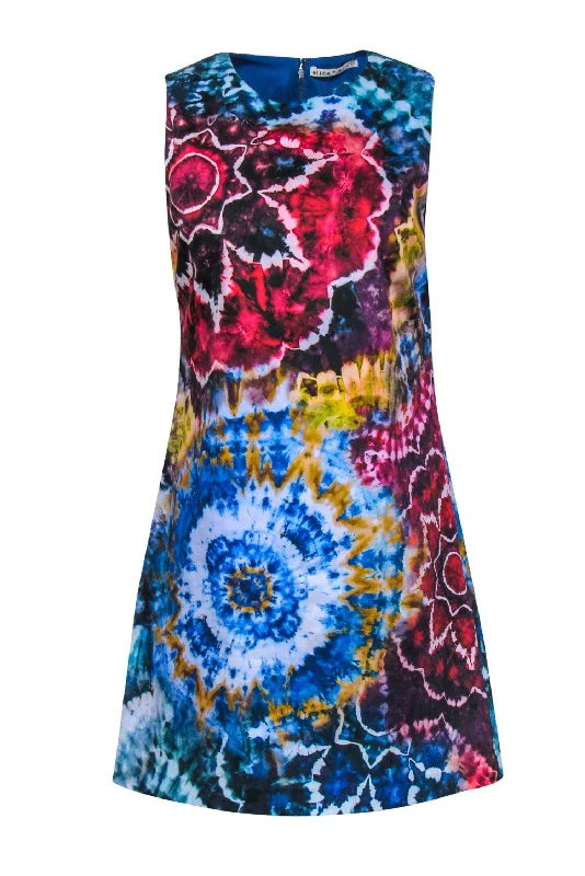 Alice & Olivia - Multicolor Tie-Dye Print Sleeveless Shift Dress Sz 6 Plus size unclassified dresses