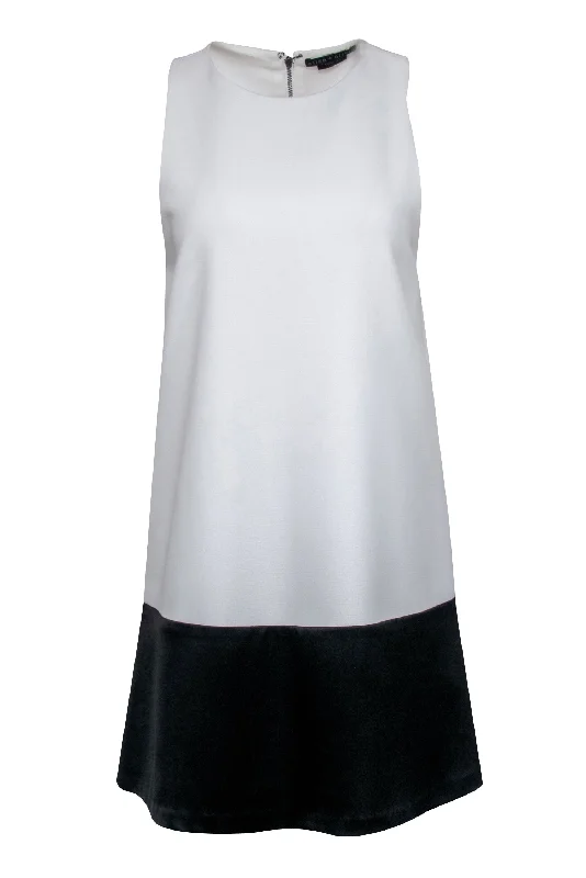 Alice & Olivia - Black & White Color-Blocked Sleeveless A-Line Dress Sz SP Beaded unclassified dresses