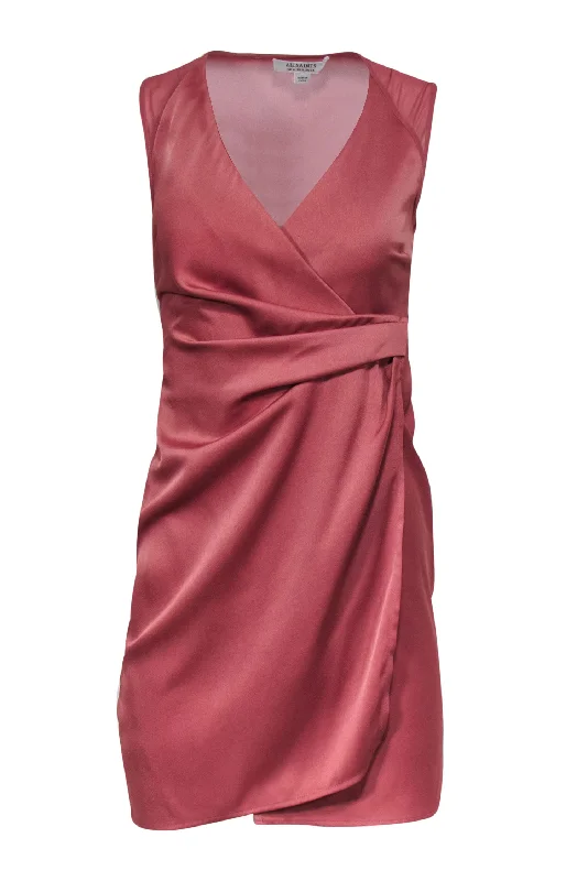 All Saints - Dusty Rose Sleeveless Wrap Dress Sz 2 Club unclassified dresses