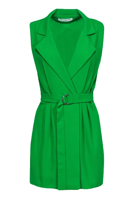 Amanda Uprichard - Bright Green Blazer-Style Sheath Dress w/ Belt Sz M Halter unclassified dresses