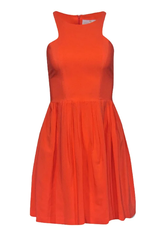 Amanda Uprichard - Neon Coral Silk Fit & Flare Dress Sz S Dark color unclassified dresses