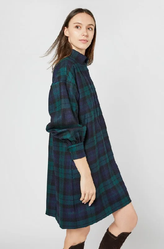 Ann Mashburn Anaya Popover Dress - Blackwatch Tartan Polka dot unclassified dresses