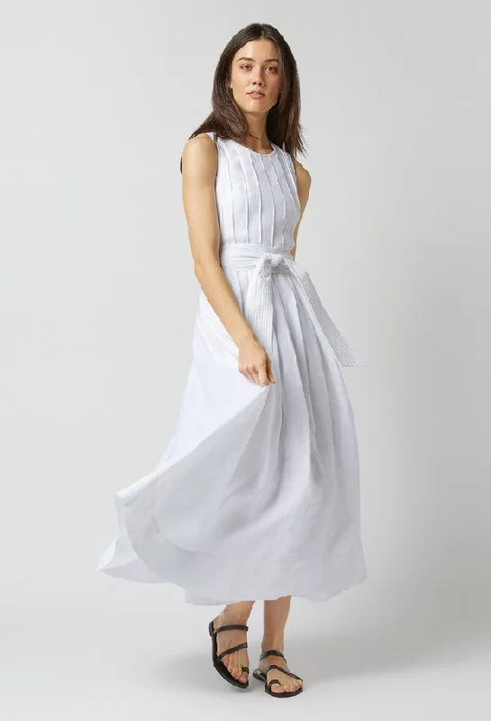 Ann Mashburn Pleated Jill Dress - White Soft fabric unclassified dresses