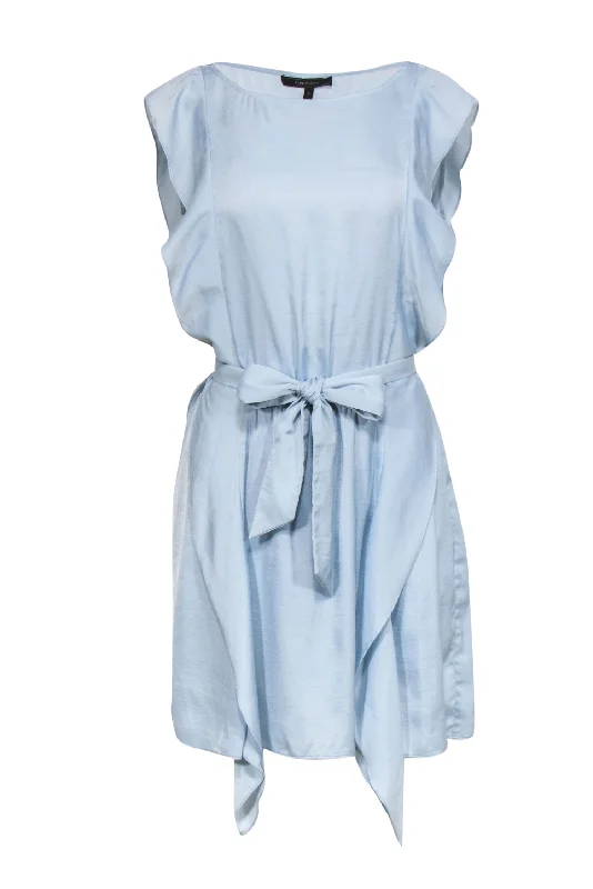 BCBG Max Azria - Light Blue Ruffle Dress w/ Belt Sz M Corset unclassified dresses