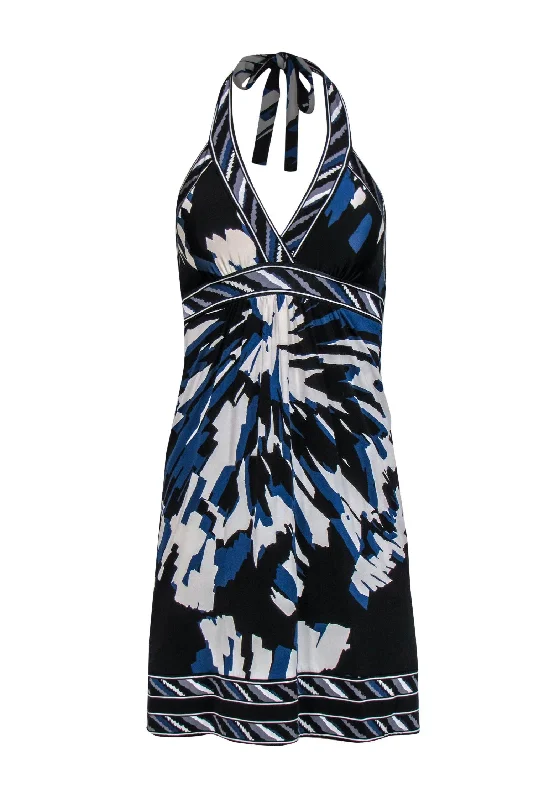 BCBG Max Azria - Blue, Black & White Printed Halter Dress Sz XXS Formal unclassified dresses