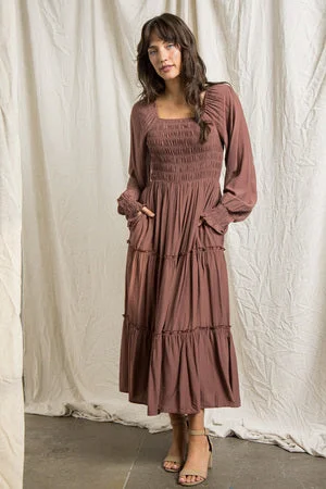 Bella Elegant Dress in Dark Mauve Velvet unclassified dresses