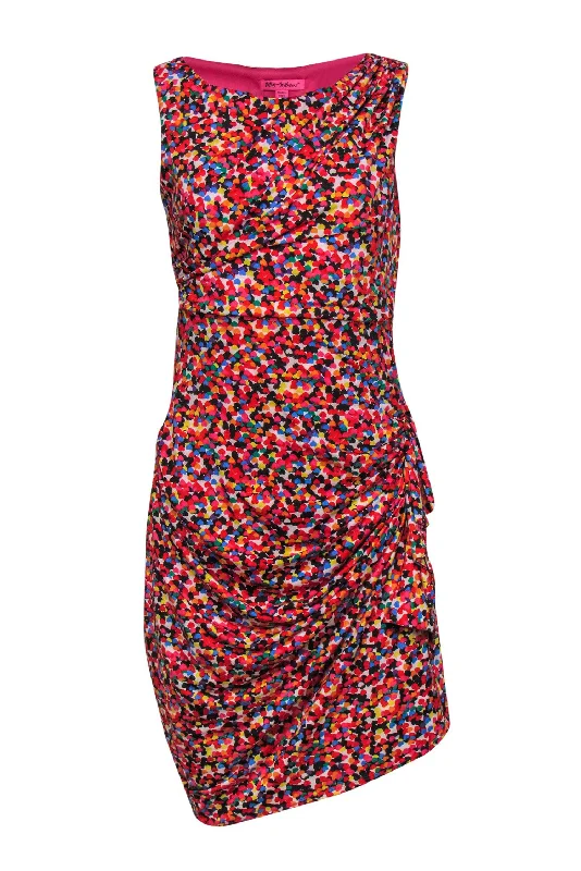 Betsey Johnson - Multicolor Heart Print Sleeveless Ruched Sheath Dress Sz 10 Luxury unclassified dresses