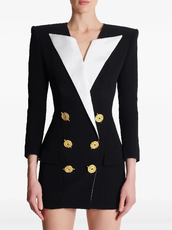 Bicolor Tailored Double-Breasted Blazer-Dress Minimalist unclassified dresses