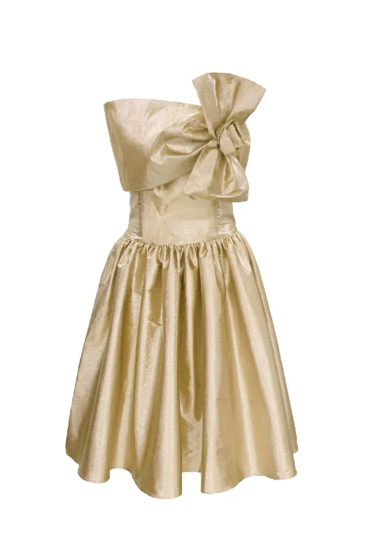 Big Ribbon Dress / Gold Color block unclassified dresses