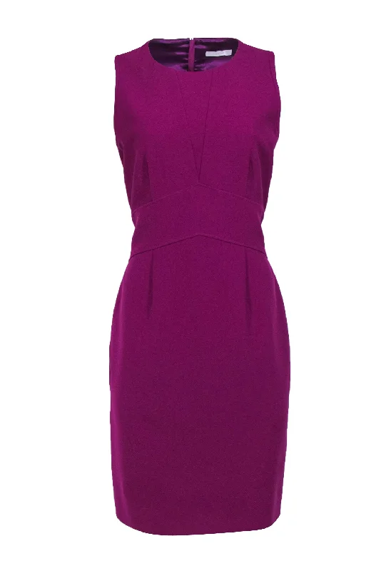 Boss Hugo Boss - Magenta Fitted Sheath Dress w/ Defined Waistline Sz 8 Neutral tone unclassified dresses