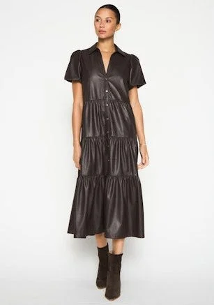 Brochu Walker Havava Vegan Leather Dress - Timber Tiered unclassified dresses