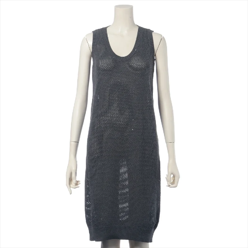 Brunello Cucinelli Crochet Knit Dress Dark Grey Monochrome unclassified dresses