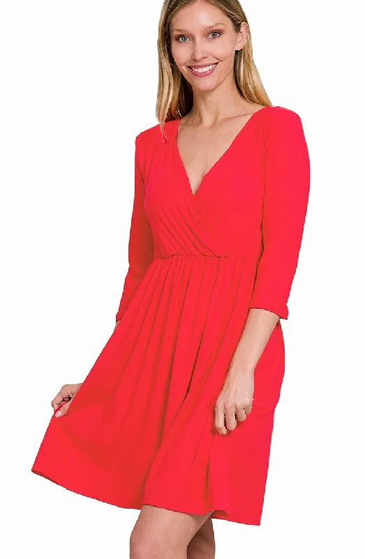 Buttery Soft Surplice Dress Ruby Denim unclassified dresses