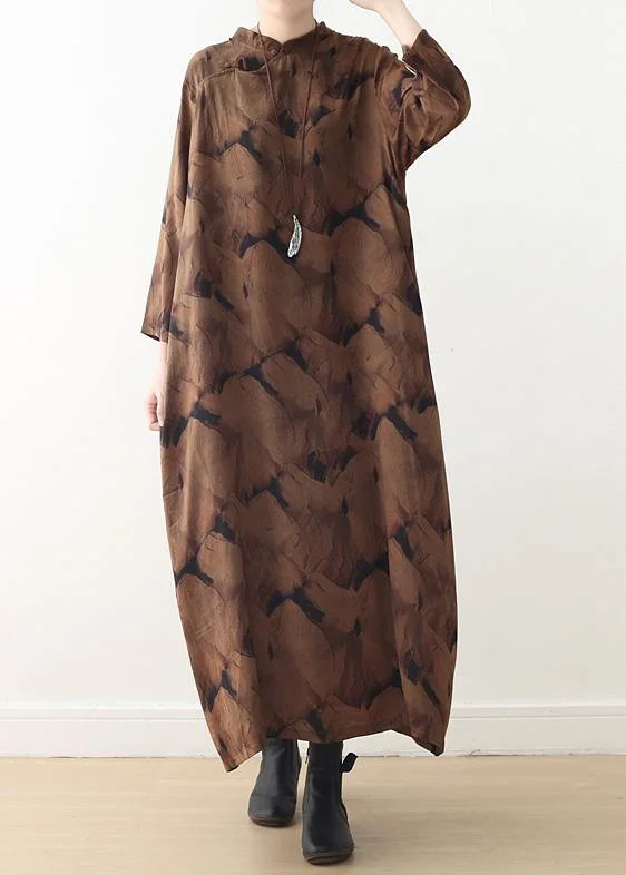 Buy o neck baggy spring kaftans Fitted Life chocolate print Dresses Date night unclassified dresses