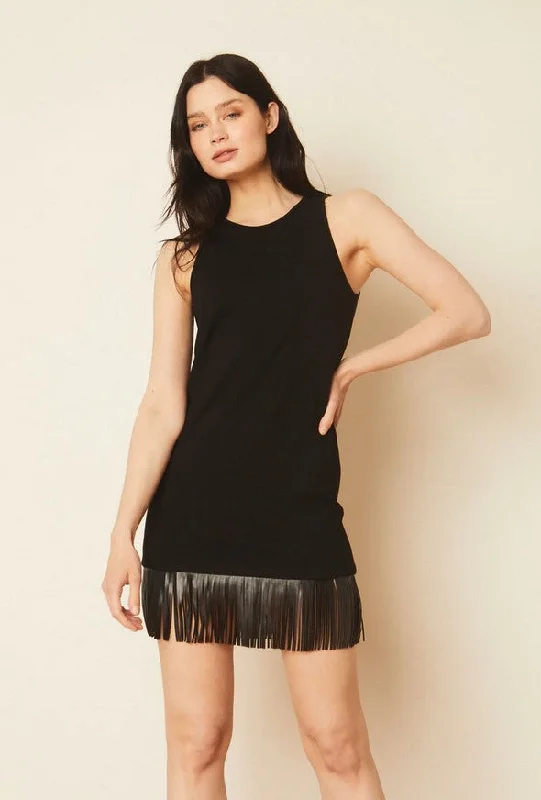 Caballero Lana Fringe Dress - Black Velvet unclassified dresses