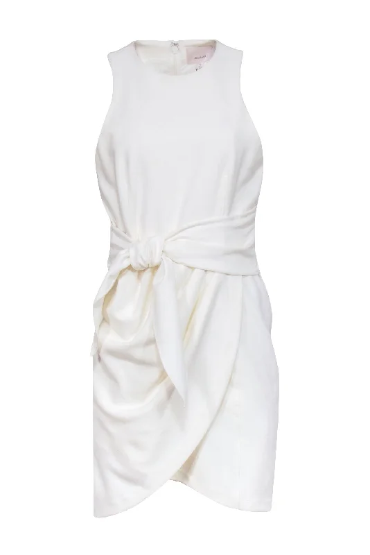 Cinq a Sept - Ivory "Cassaleigh" Tie Front Tulip Hem Dress Sz 10 Denim unclassified dresses