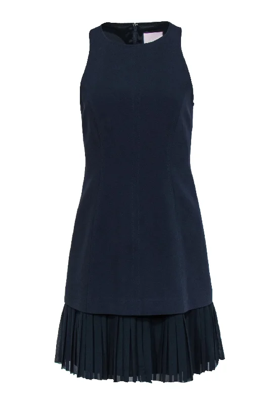 Cinq a Sept - Navy Sheath Dress w/ Pleated Drop Hem Sz 4 Short unclassified dresses