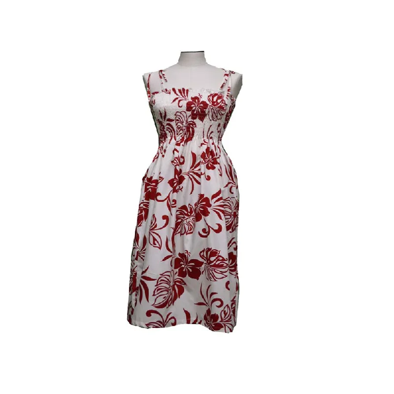 Classic Hibiscus Red Tube Top Hawaiian Dress Spring unclassified dresses