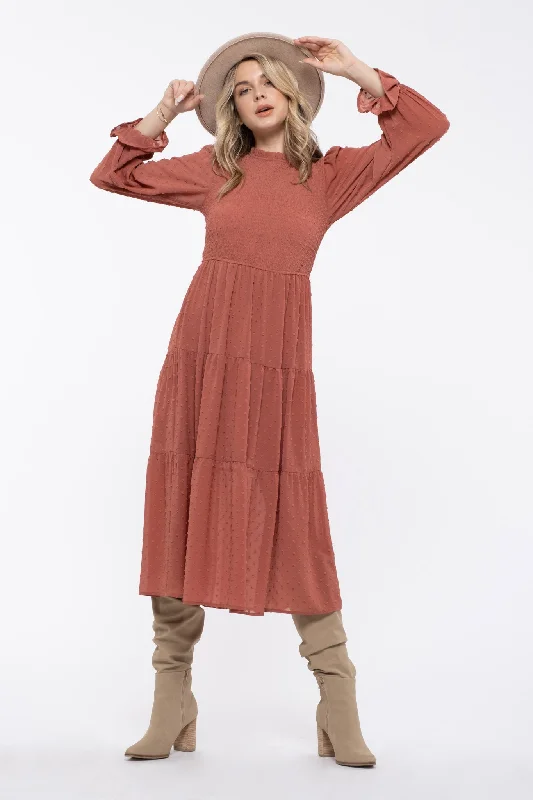 Kara Swiss Dot Dress in Sienna Cotton unclassified dresses