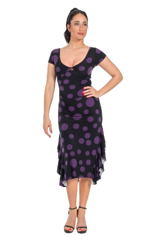 Polka Dot Crisscross Back Tango Dress With Side Ruffles Plus size unclassified dresses