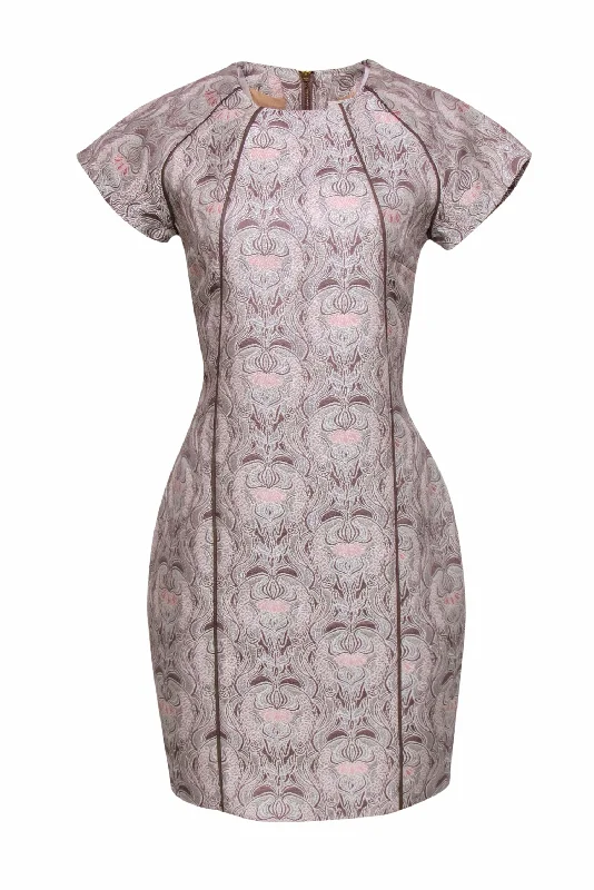 DAY Birger et Mikkelsen - Pink & Beige Motif Pattern Jacquard Dress Sz 6 Color block unclassified dresses