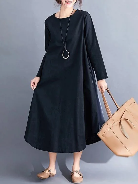 DIY o neck patchwork cotton spring clothes Inspiration black Dresses Everyday wear unclassified dresses