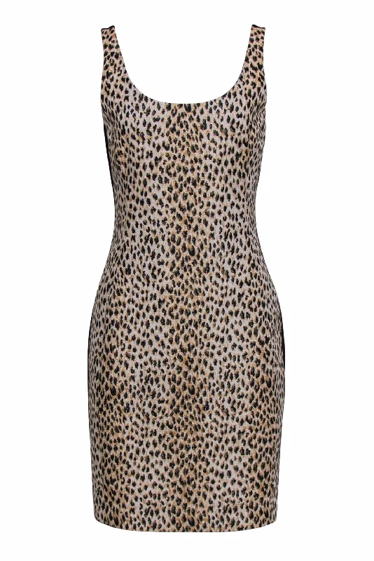 Diane von Furstenberg - Cheetah Print Sleeveless Fitted Dress Sz 10 Long unclassified dresses