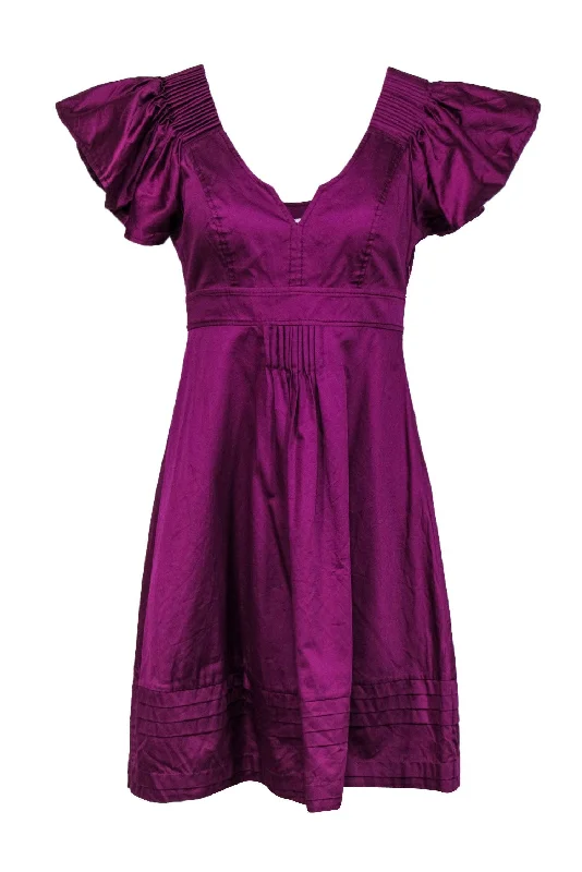 Diane von Furstenberg - Magenta Cotton Babydoll Dress w/ Ruffles Sz 4 Trendy new unclassified dresses