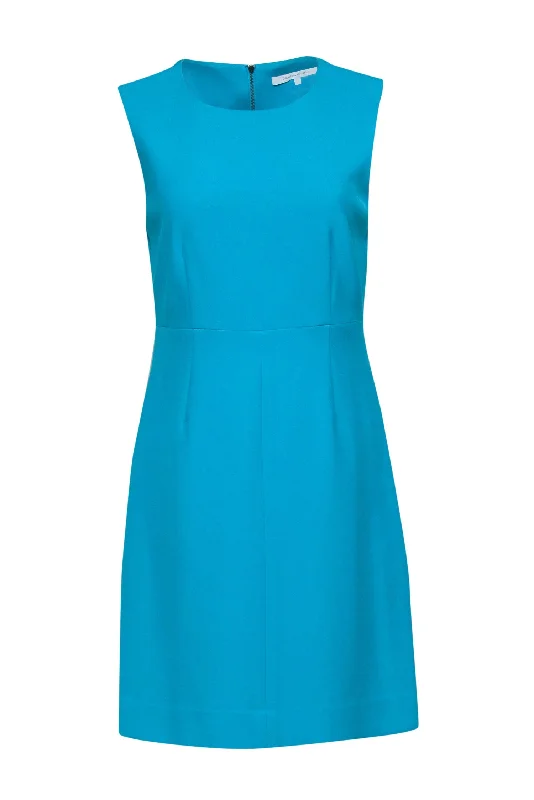 Diane von Furstenberg - Turquoise Sleeveless Sheath Dress Sz 8 Satin unclassified dresses