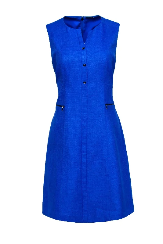 Elie Tahari - Cobalt Woven A-Line Dress Sz 8 Chic unclassified dresses